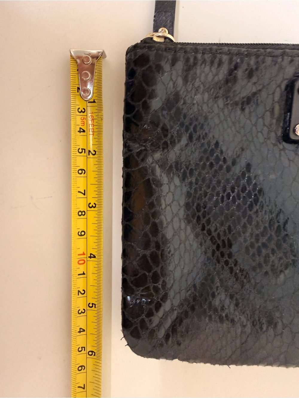Kate Spade Black Embossed Snake-Print Cosmetic Pouch Python Skin Textured - Picture 13 of 13